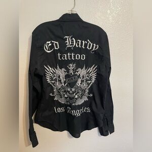 Ed Hardy Black Shirt with White Tattoo Design